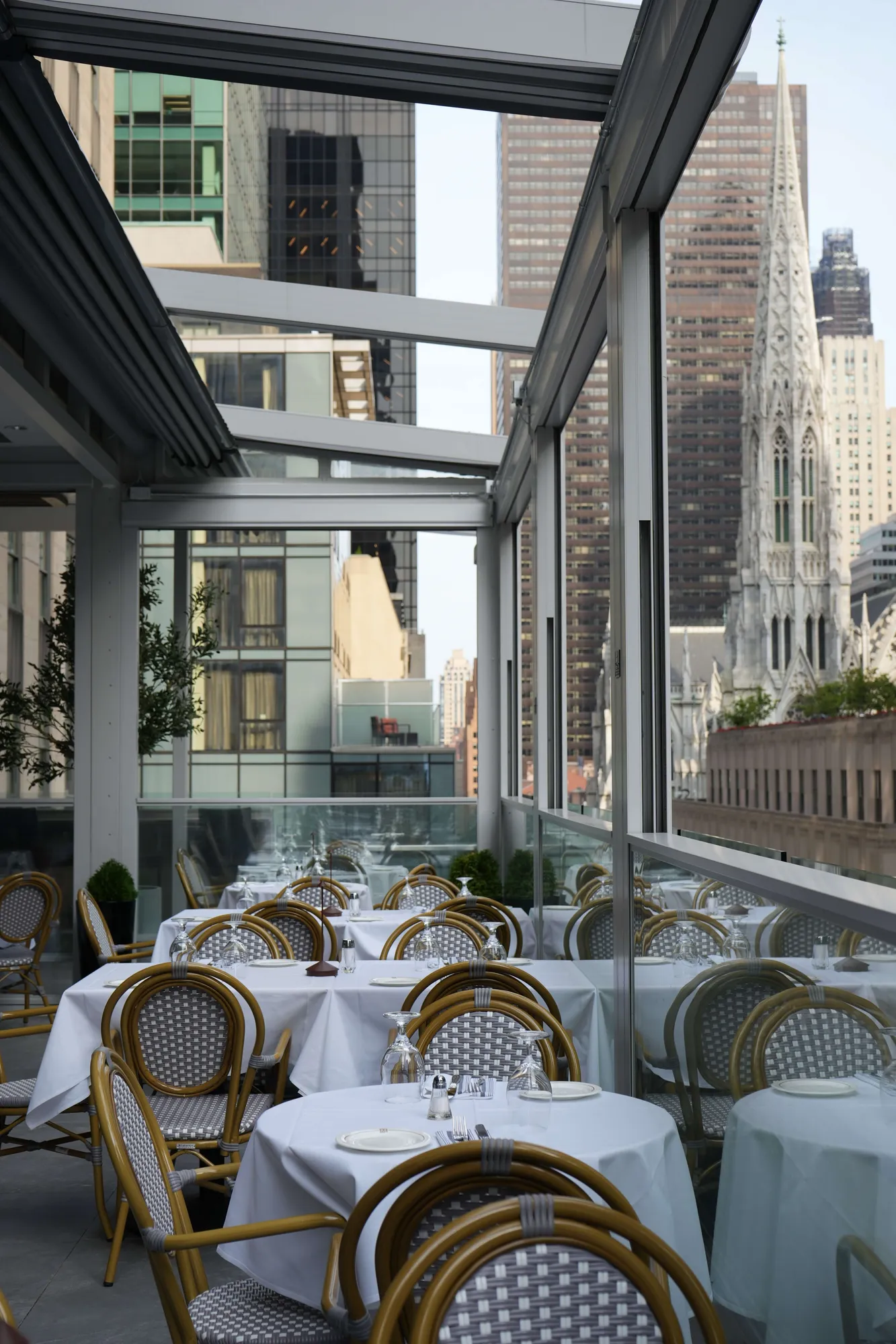 The Duomo 51 terrace, with St Patrick's Cathedral through the glass