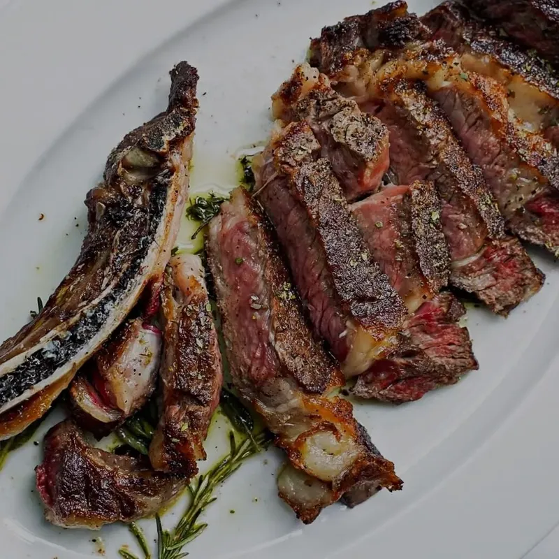 Sliced bone-in ribeye