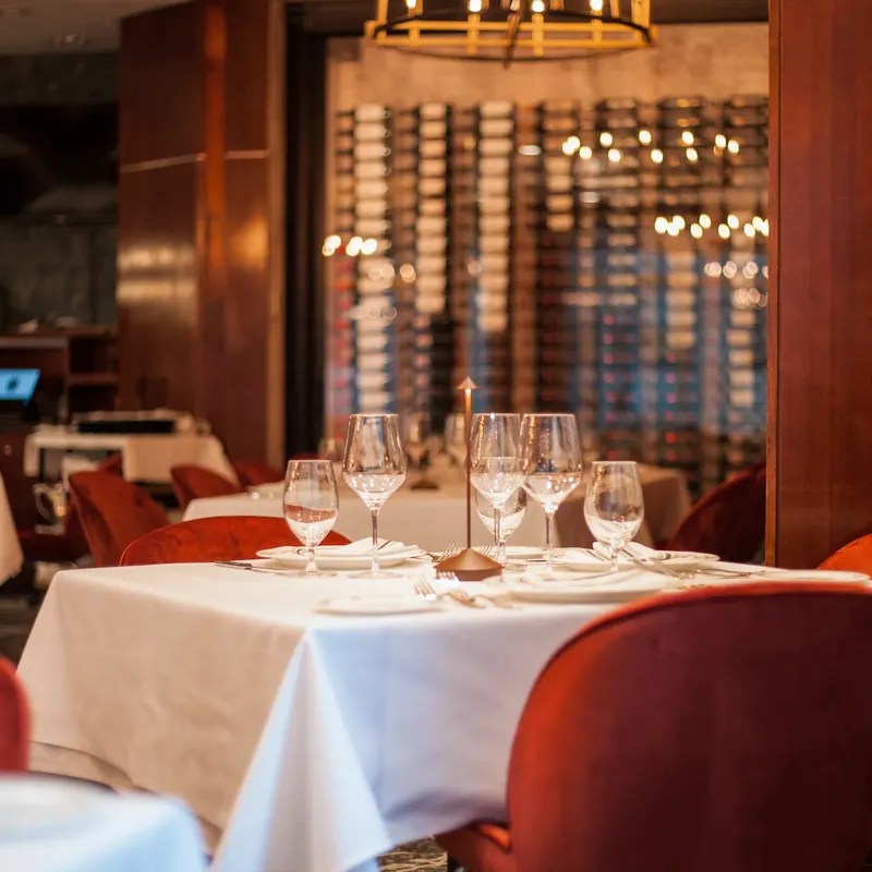 The private dining room and its wine wall