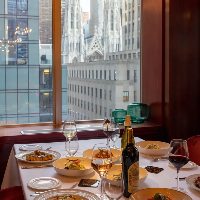 A table by the window with the Midtown view