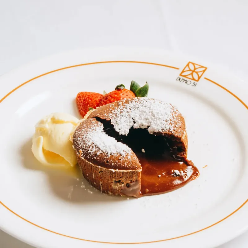 Warm chocolate cake with gelato